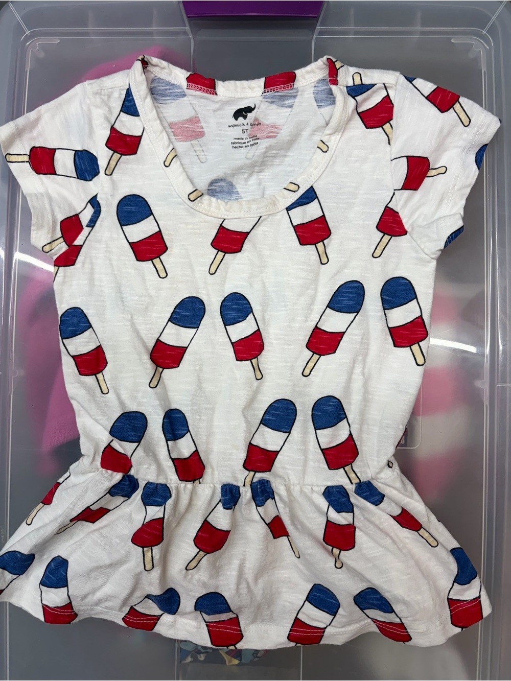 Monica and Andy Red, White and Blue Popsicle Peplum Top